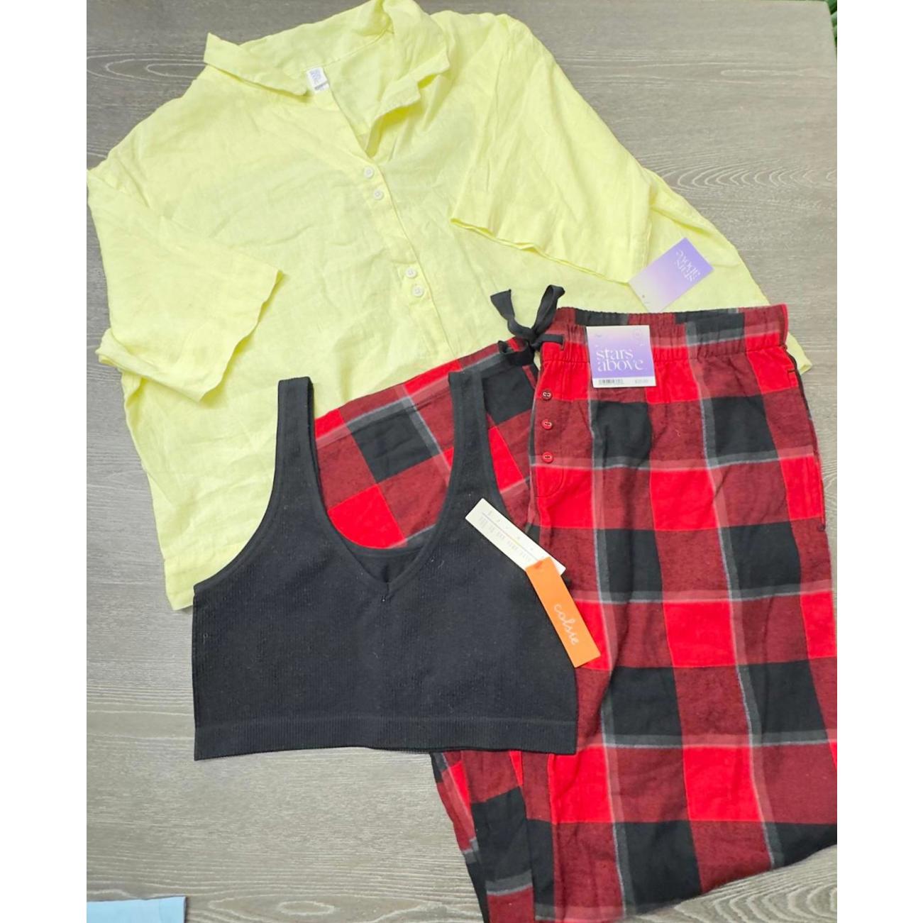 Stars Above Colsie Yellow Black Red Buffalo 3pc Sleepwear Set Women Size Xl